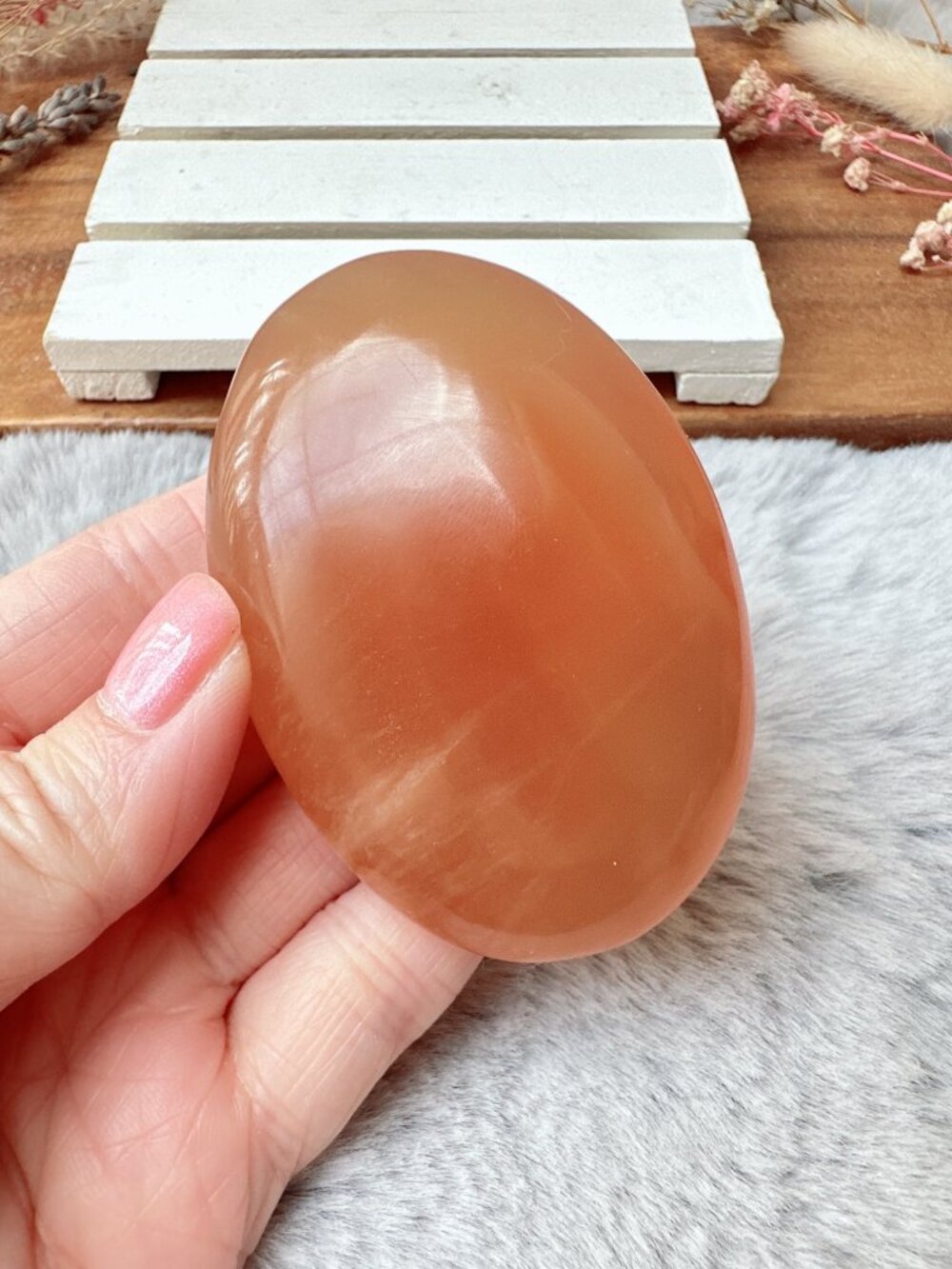 Beautiful Honey Calcite Palm Stone (H4)